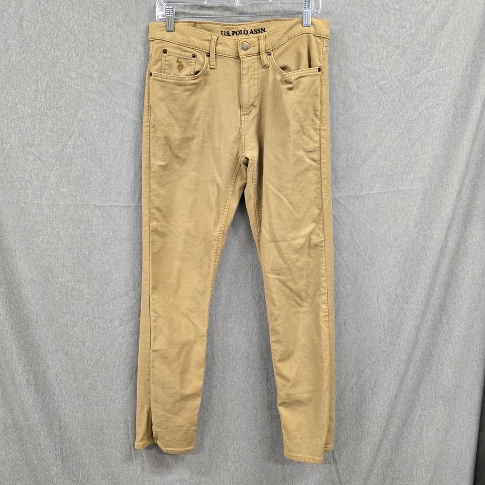 US Polo Assn Mens Slim Fit Chino Pants Khaki Tan 30x30 Stretch 110432